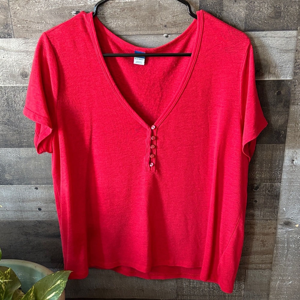 V-neck button top